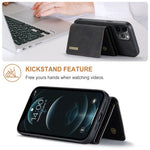 DG.MING M1 Series PU Leather Kickstand Protective Phone Case Shell with Magnetic Tri-fold Wallet for iPhone 12 Pro Max 6.7 inch