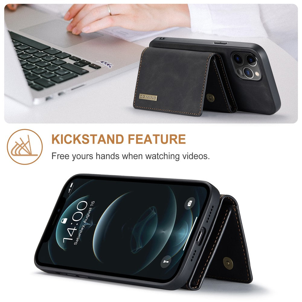 DG.MING M1 Series PU Leather Kickstand Protective Phone Case Shell with Magnetic Tri-fold Wallet for iPhone 12 Pro Max 6.7 inch