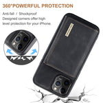 DG.MING M1 Series PU Leather Kickstand Protective Phone Case Shell with Magnetic Tri-fold Wallet for iPhone 12 Pro Max 6.7 inch