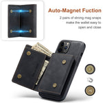 DG.MING M1 Series PU Leather Kickstand Protective Phone Case Shell with Magnetic Tri-fold Wallet for iPhone 12 Pro Max 6.7 inch