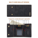 DG.MING M1 Series PU Leather Kickstand Protective Phone Case Shell with Magnetic Tri-fold Wallet for iPhone 12 Pro Max 6.7 inch