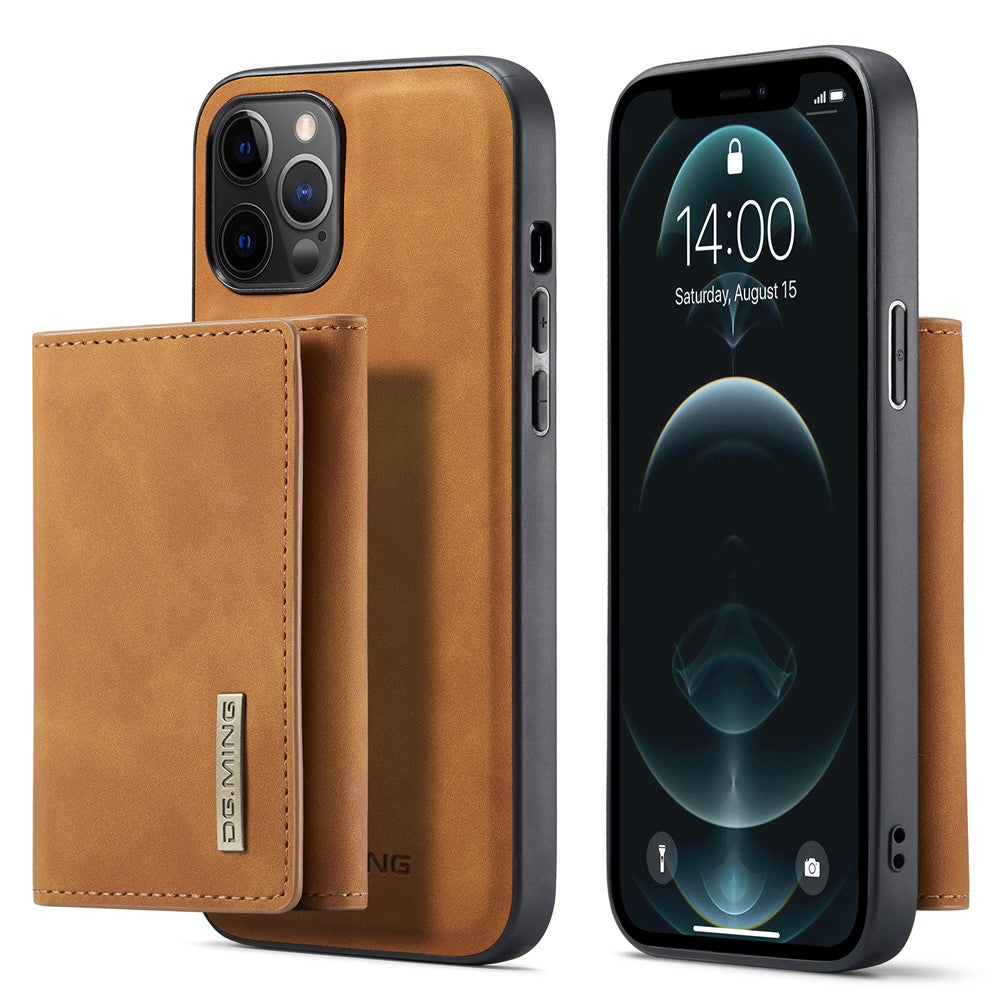 DG.MING M1 Series PU Leather Kickstand Protective Phone Case Shell with Magnetic Tri-fold Wallet for iPhone 12 Pro Max 6.7 inch