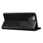 Wallet Design Oil-Waxy Leather Full Protection Phone Stand Case for iPhone 13 6.1 inch
