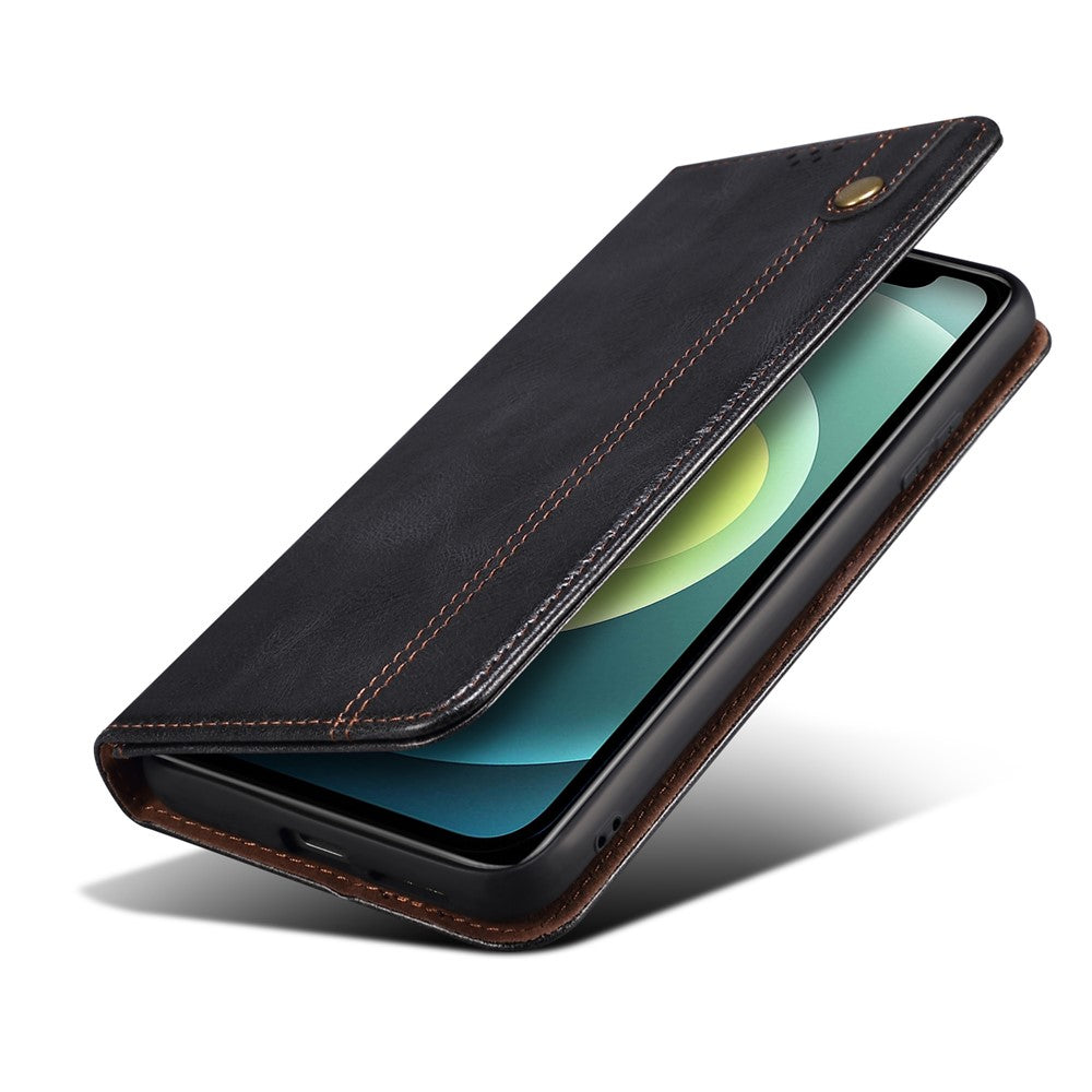 Wallet Design Oil-Waxy Leather Full Protection Phone Stand Case for iPhone 13 6.1 inch