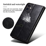 Wallet Design Oil-Waxy Leather Full Protection Phone Stand Case for iPhone 13 6.1 inch