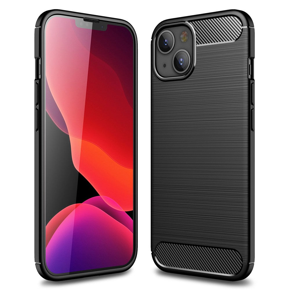 TPU Carbon Fiber Texture Brushed Flexible Phone Protective Back Case for iPhone 13 mini 5.4 inch