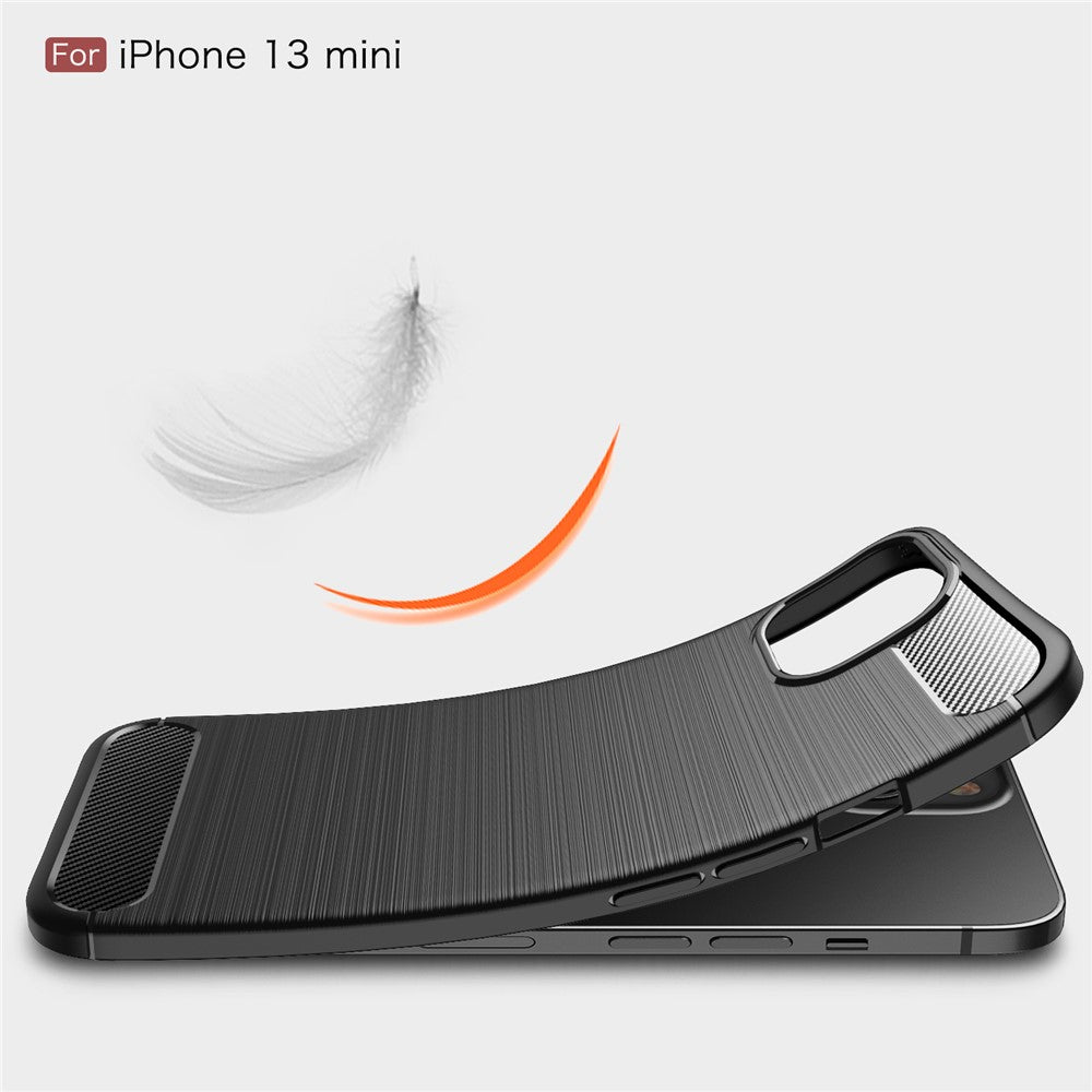 TPU Carbon Fiber Texture Brushed Flexible Phone Protective Back Case for iPhone 13 mini 5.4 inch