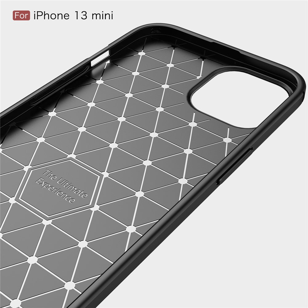 TPU Carbon Fiber Texture Brushed Flexible Phone Protective Back Case for iPhone 13 mini 5.4 inch