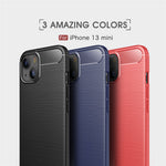 TPU Carbon Fiber Texture Brushed Flexible Phone Protective Back Case for iPhone 13 mini 5.4 inch