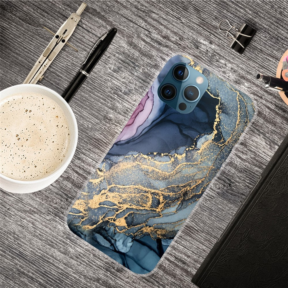 Abstract Marble Pattern Flexible TPU Back Shell for iPhone 13 Pro 6.1 inch