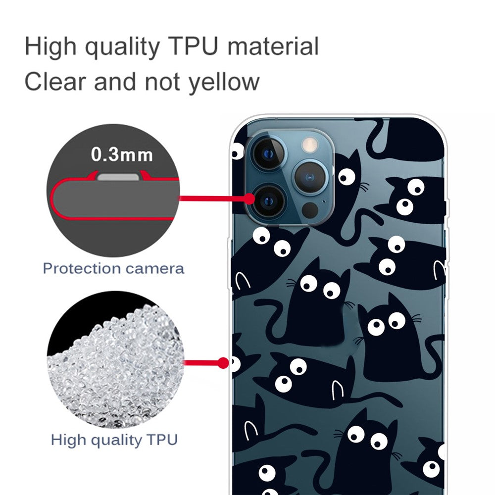 Soft TPU Shock Absorption Slim Pattern Printing Transparent Protective Case for iPhone 13 Pro 6.1 inch
