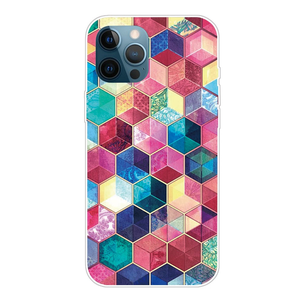 Supermodernt 3D-mönstertryckt mjukt TPU-skal med fint bakstycke för iPhone 13 Pro Max 6,7 tum