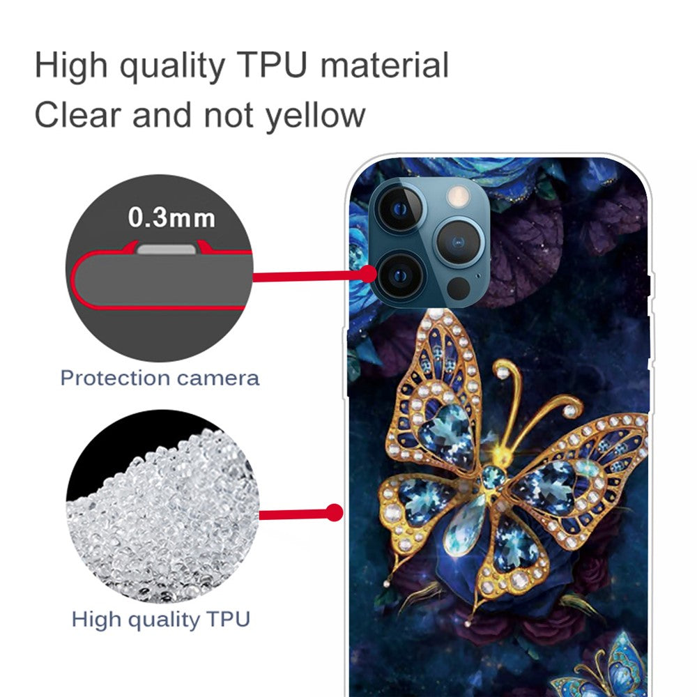 Supermodernt 3D-mönstertryckt mjukt TPU-skal med fint bakstycke för iPhone 13 Pro Max 6,7 tum