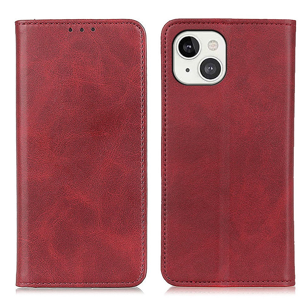 Splitlæder Magnetisk Auto-absorberende Pung Telefonstativ Cover til iPhone 13 6.1 tommer