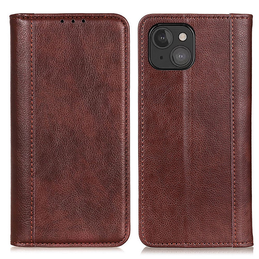 Litchi Texture Magnet Absorption Wallet Stand Split Leather Case Cover for iPhone 13 mini 5.4-inch