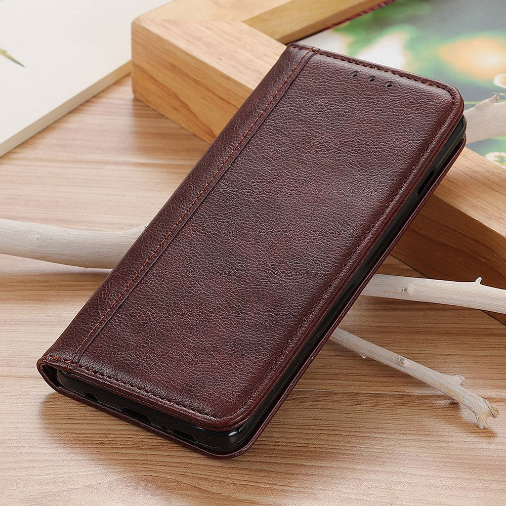 Litchi Texture Magnet Absorption Wallet Stand Split Leather Case Cover for iPhone 13 mini 5.4-inch