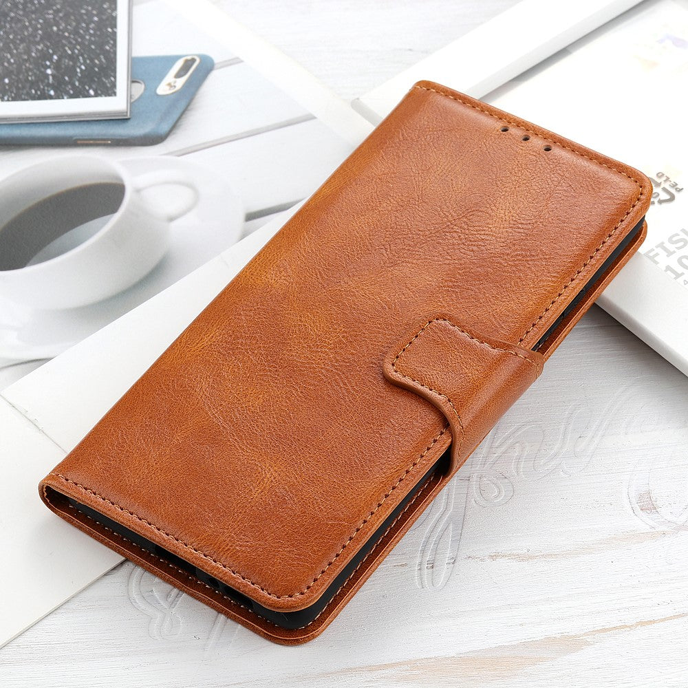 Crazy Horse PU Leather Wallet Protective Case Shell with Stand for iPhone 13 Pro 6.1-inch