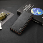 KHAZNEH Litchi Tekstur Anti-tyveri Swiping Design Ægte Læder Pung Telefon Cover Etui til iPhone 13 Pro Max 6,7 tommer