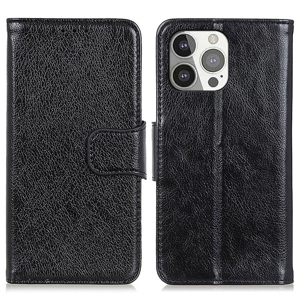 Full Protection Nappa Texture Split Leather Stand Wallet Phone Cover Case for iPhone 13 Pro 6.1 inch