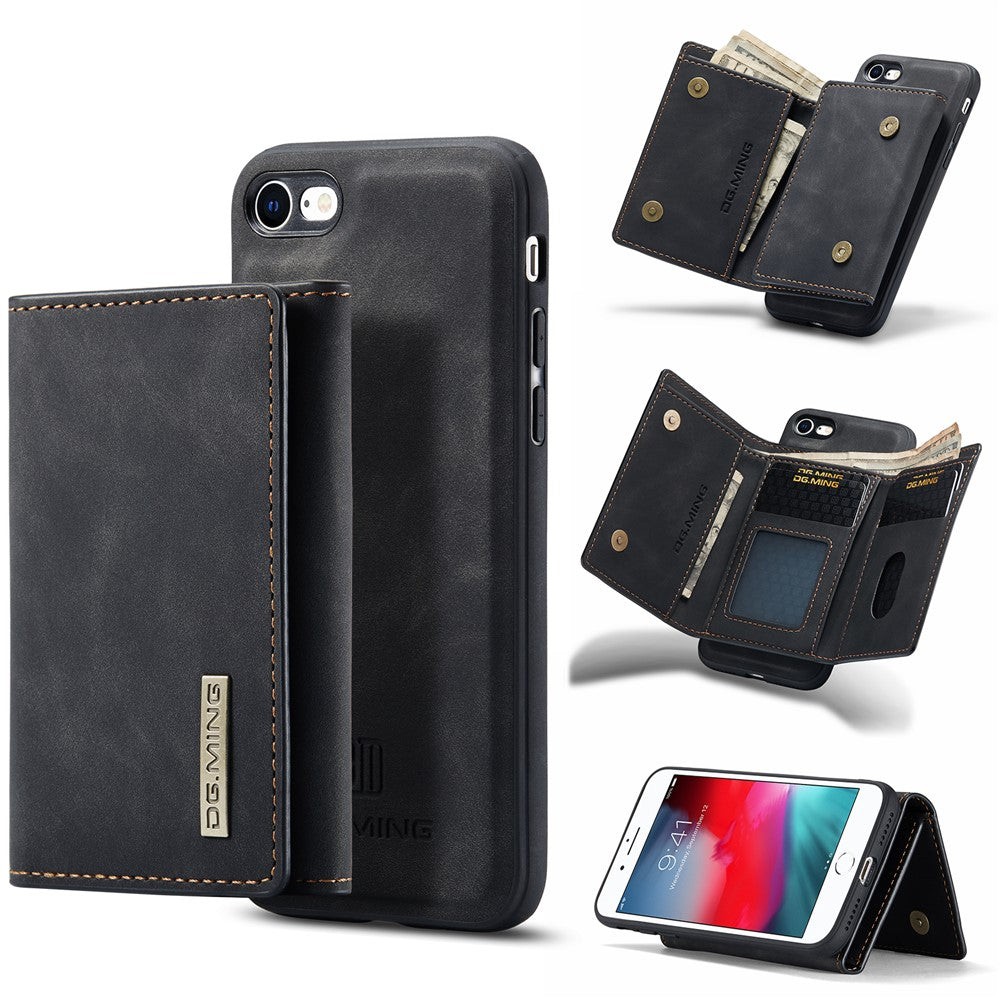 DG.MING M1 Series 2 in 1 Detachable Magnetic Leather Wallet Case Wireless Charging Support with Kickstand for iPhone 7 4.7 inch/8 4.7 inch/SE (2020)/SE (2022)