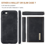 DG.MING M1 Series 2 in 1 Detachable Magnetic Leather Wallet Case Wireless Charging Support with Kickstand for iPhone 7 4.7 inch/8 4.7 inch/SE (2020)/SE (2022)