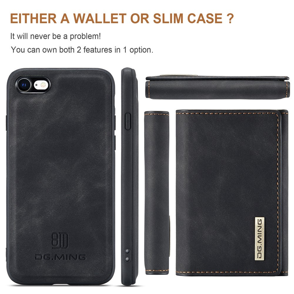 DG.MING M1 Series 2 in 1 Detachable Magnetic Leather Wallet Case Wireless Charging Support with Kickstand for iPhone 7 4.7 inch/8 4.7 inch/SE (2020)/SE (2022)