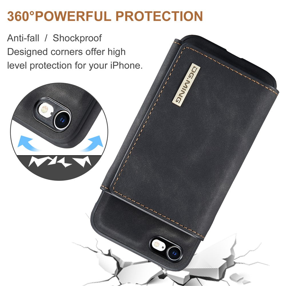 DG.MING M1 Series 2 in 1 Detachable Magnetic Leather Wallet Case Wireless Charging Support with Kickstand for iPhone 7 4.7 inch/8 4.7 inch/SE (2020)/SE (2022)