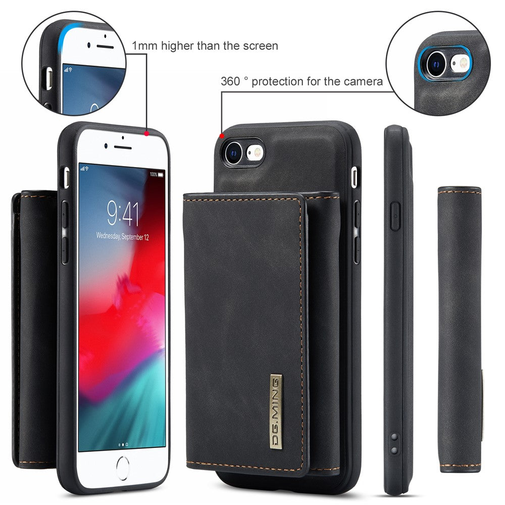 DG.MING M1 Series 2 in 1 Detachable Magnetic Leather Wallet Case Wireless Charging Support with Kickstand for iPhone 7 4.7 inch/8 4.7 inch/SE (2020)/SE (2022)