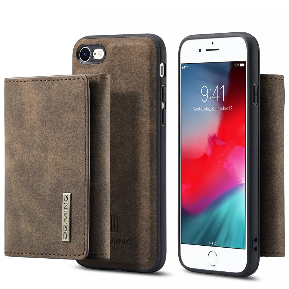 DG.MING M1 Series 2 in 1 Detachable Magnetic Leather Wallet Case Wireless Charging Support with Kickstand for iPhone 7 4.7 inch/8 4.7 inch/SE (2020)/SE (2022)
