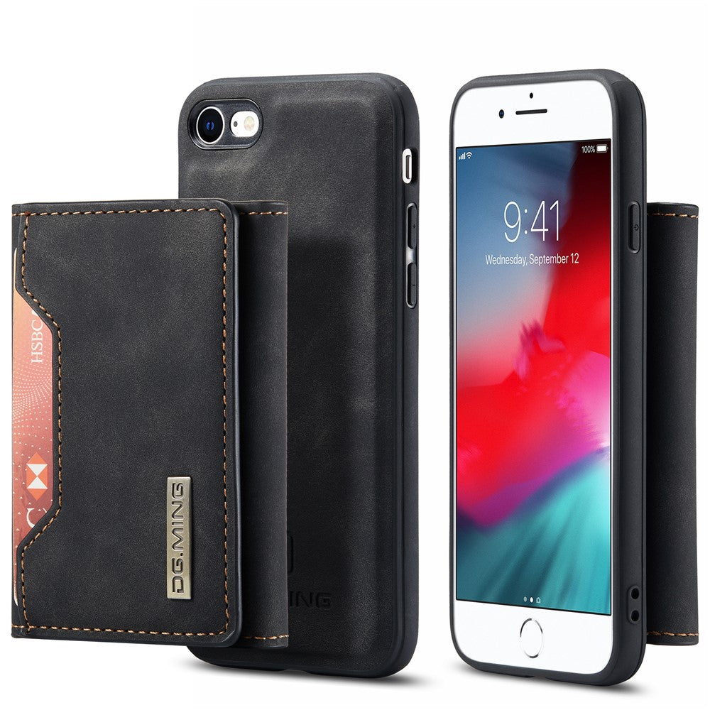 DG.MING M2-serien multifunktionelt magnetisk aftageligt pung cover med støttefod til iPhone 7 4,7 tommer/8 4,7 tommer/SE (2020)/SE (2022)