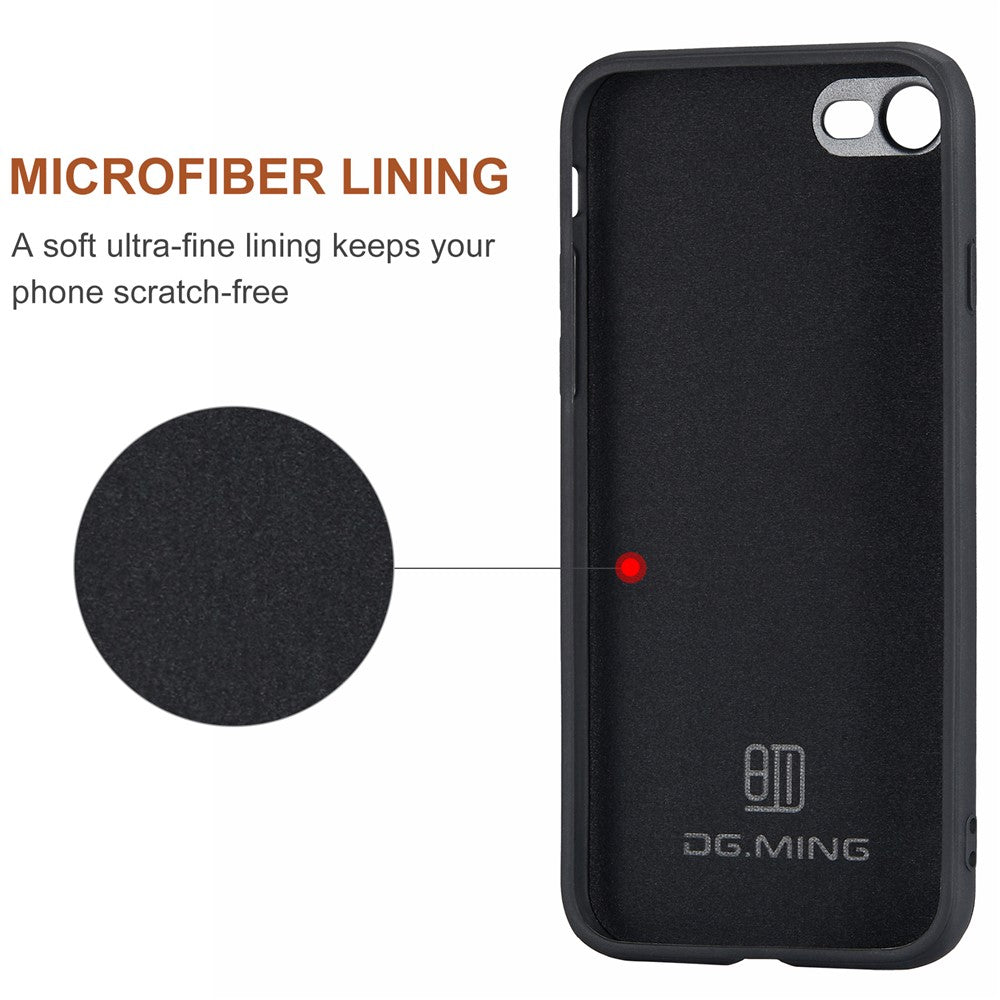 DG.MING M2-serien multifunktionelt magnetisk aftageligt pung cover med støttefod til iPhone 7 4,7 tommer/8 4,7 tommer/SE (2020)/SE (2022)