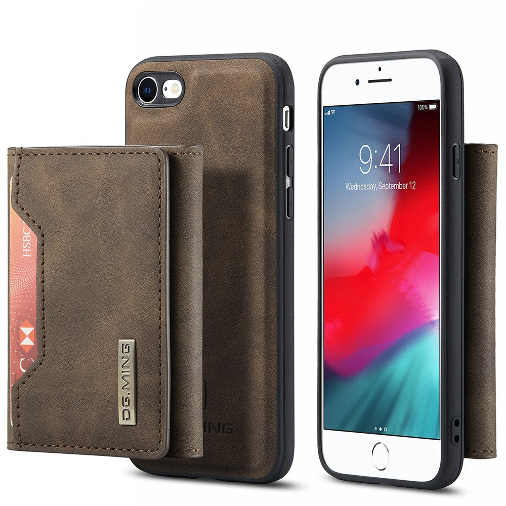 DG.MING M2-serien multifunktionelt magnetisk aftageligt pung cover med støttefod til iPhone 7 4,7 tommer/8 4,7 tommer/SE (2020)/SE (2022)