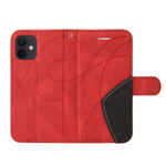 Til iPhone 12 mini 5,4 tommer læderetui, pung, stativ, farvesplejsende telefoncover