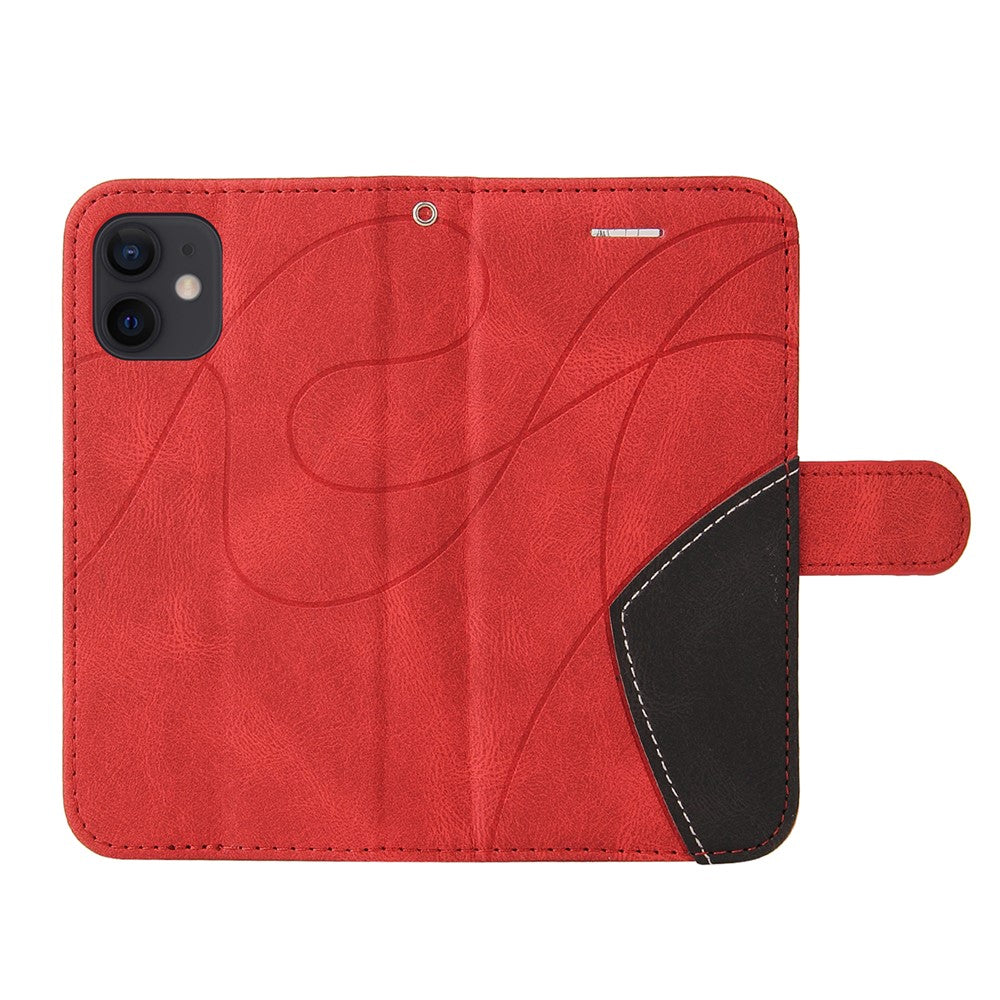 Til iPhone 12 mini 5,4 tommer læderetui, pung, stativ, farvesplejsende telefoncover