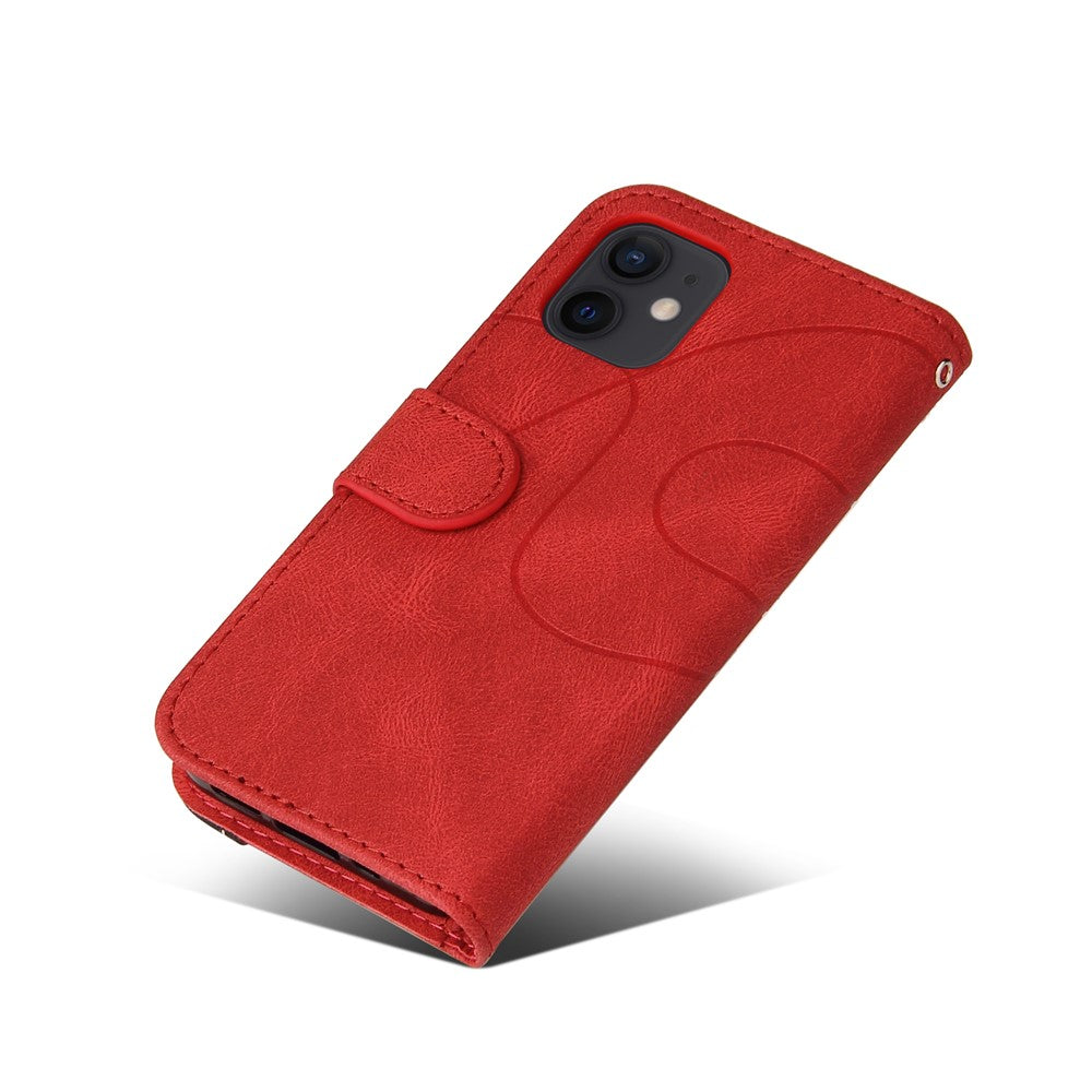 Til iPhone 12 mini 5,4 tommer læderetui, pung, stativ, farvesplejsende telefoncover