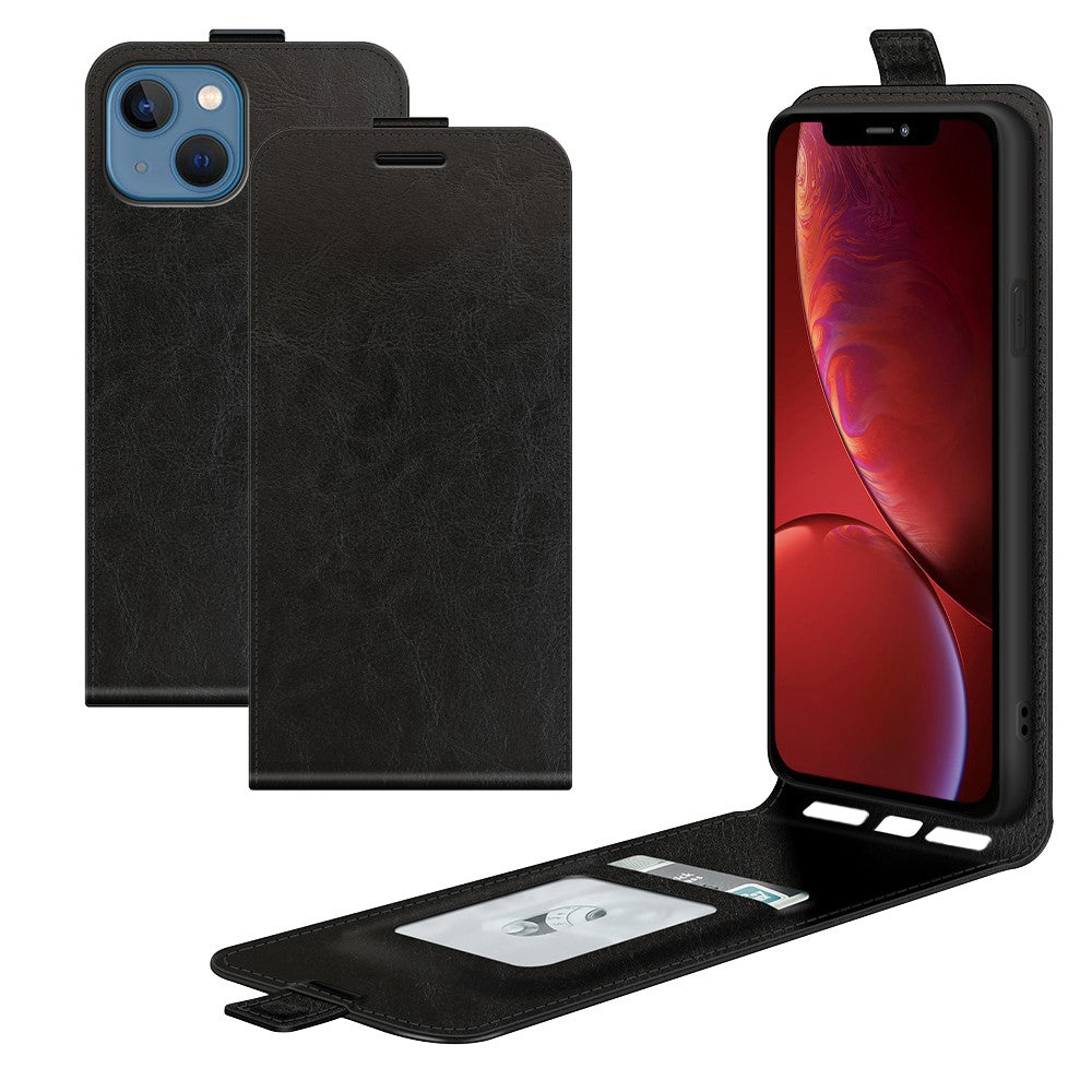 Crazy Horse Texture Vertical Flip PU Leather Phone Case with Card Slot for iPhone 13 mini 5.4 inch