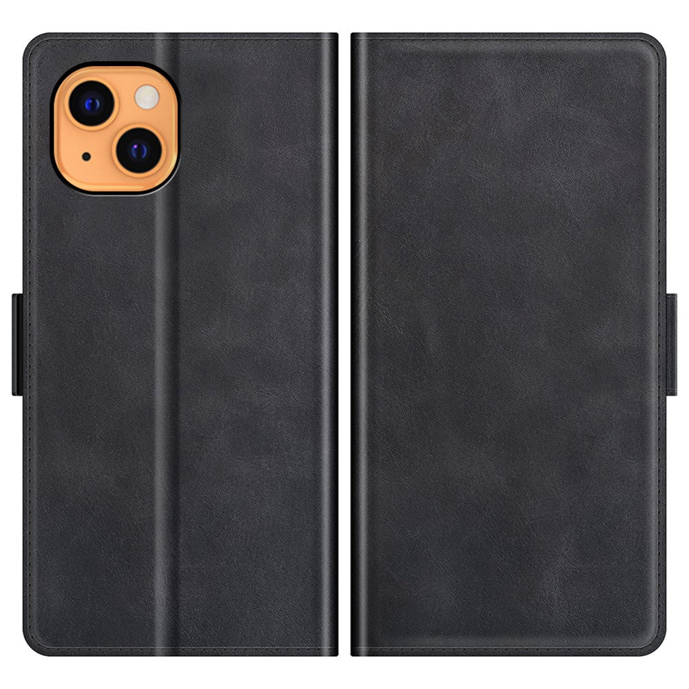 PU Leather Full Protection Wallet Cover Stand Case with Magnetic Double Clasp for iPhone 13 6.1-inch
