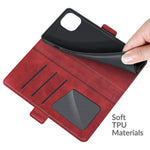 PU Leather Full Protection Wallet Cover Stand Case with Magnetic Double Clasp for iPhone 13 6.1-inch