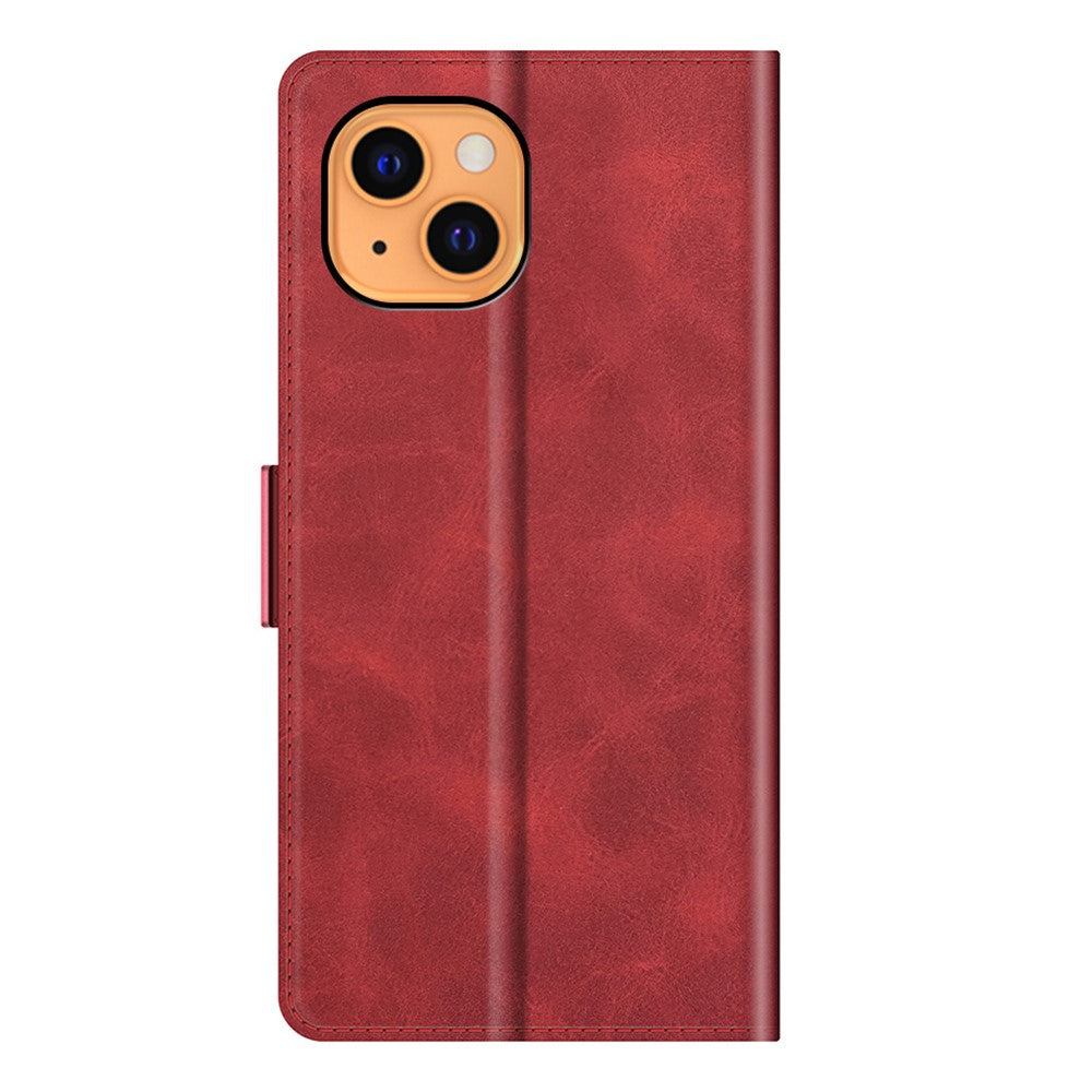 PU Leather Full Protection Wallet Cover Stand Case with Magnetic Double Clasp for iPhone 13 6.1-inch