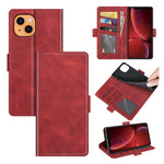 PU Leather Full Protection Wallet Cover Stand Case with Magnetic Double Clasp for iPhone 13 6.1-inch