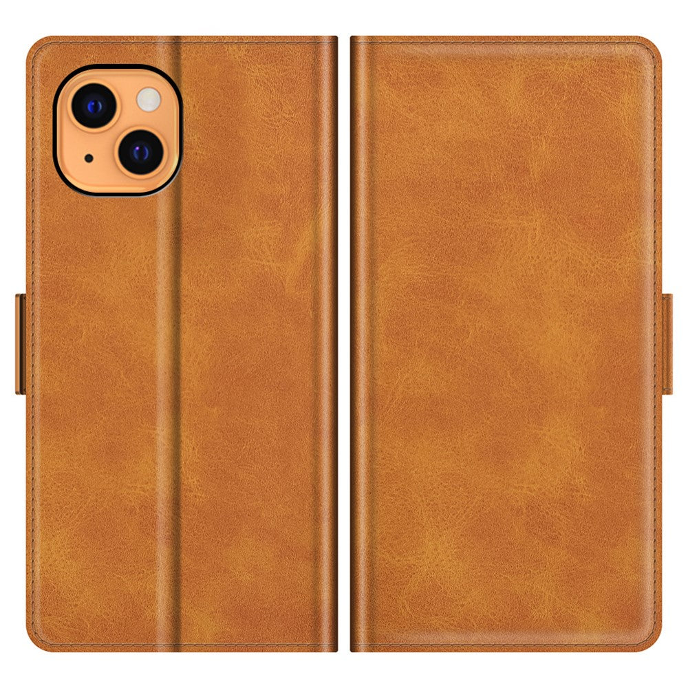 PU Leather Full Protection Wallet Cover Stand Case with Magnetic Double Clasp for iPhone 13 6.1-inch