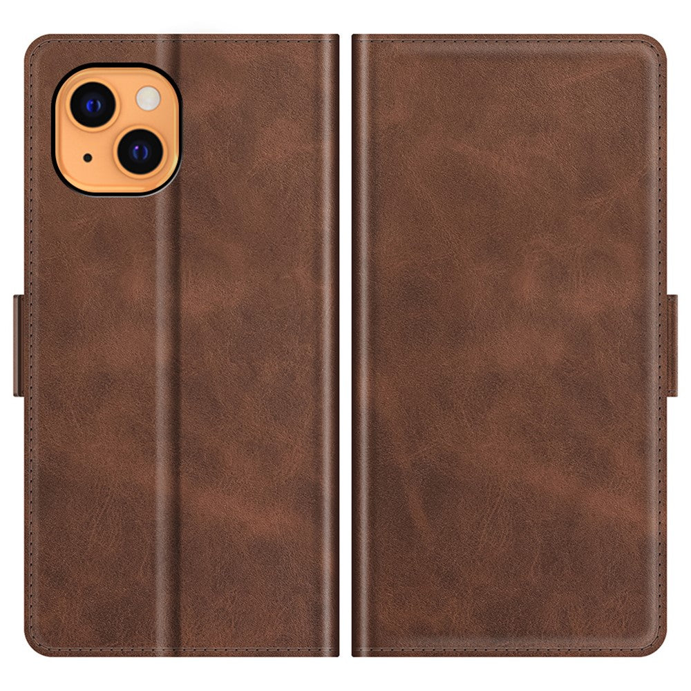 PU Leather Full Protection Wallet Cover Stand Case with Magnetic Double Clasp for iPhone 13 6.1-inch