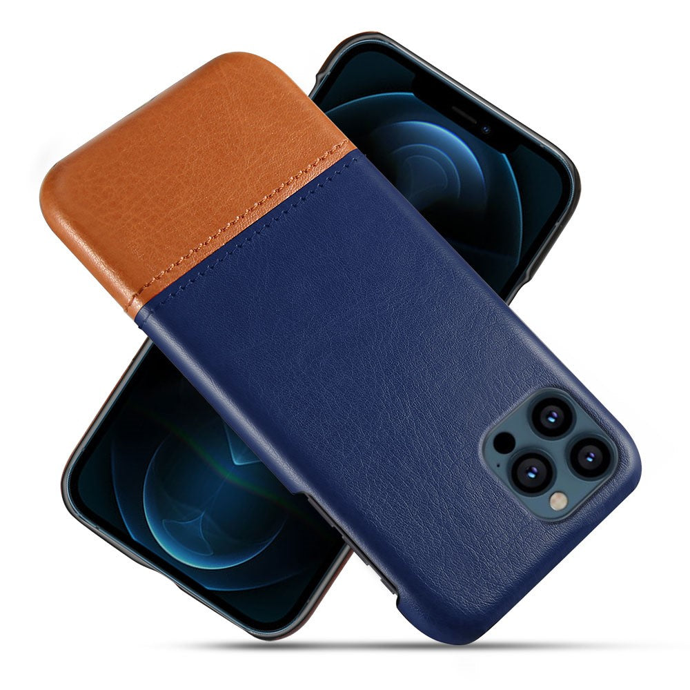 PU Leather Coated Dual-color Splicing PC Phone Case Cover for iPhone 13 Pro Max 6.7 inch