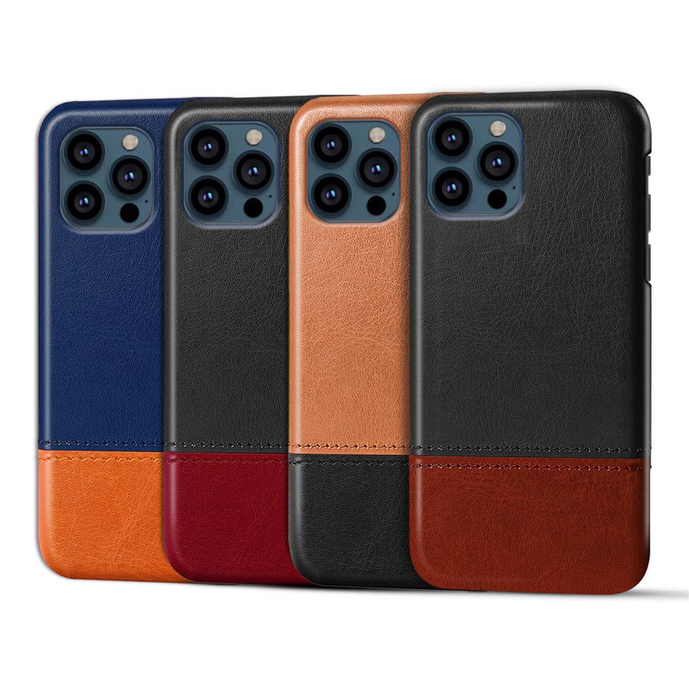 PU Leather Coated Dual-color Splicing PC Phone Case Cover for iPhone 13 Pro Max 6.7 inch