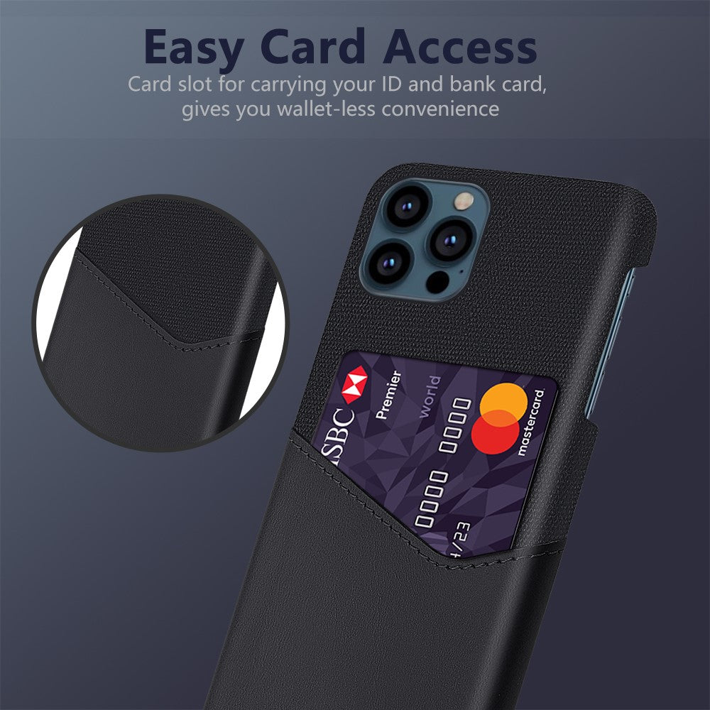 Cloth + PU Leather Coated PC Phone Case with Card Slot for iPhone 13 Pro Max 6.7 inch