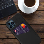 Cloth + PU Leather Coated PC Phone Case with Card Slot for iPhone 13 Pro Max 6.7 inch