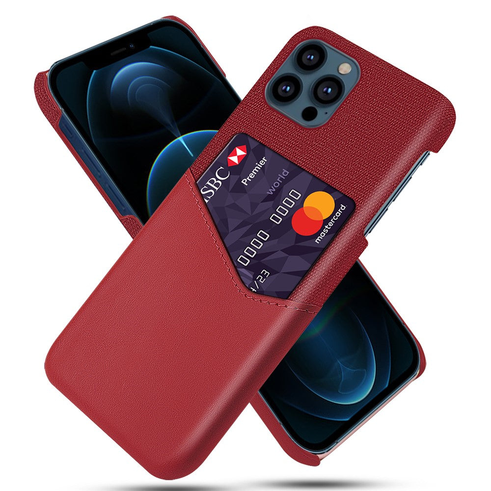 Tyg + PU-läderbelagt PC-mobilskal med kortplats för iPhone 13 Pro Max 6,7 tum