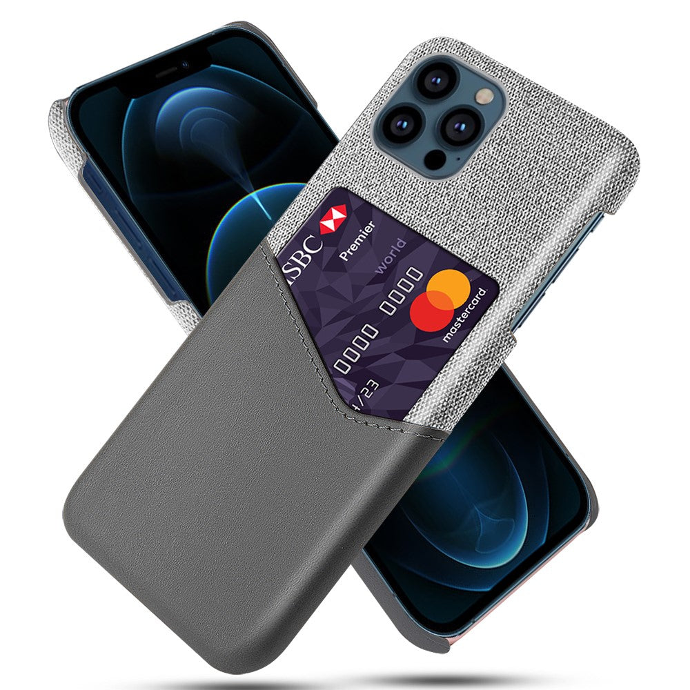 Tyg + PU-läderbelagt PC-mobilskal med kortplats för iPhone 13 Pro Max 6,7 tum