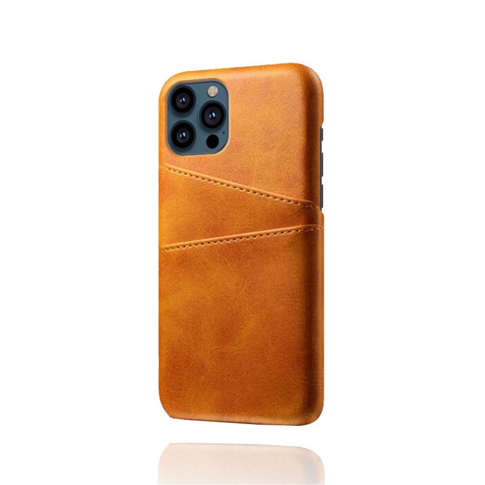 Dual Card Slots PU Leather Coated PC Phone Case Shell for iPhone 13 Pro Max 6.7 inch