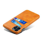 Dual Card Slots PU Leather Coated PC Phone Case Shell for iPhone 13 Pro Max 6.7 inch